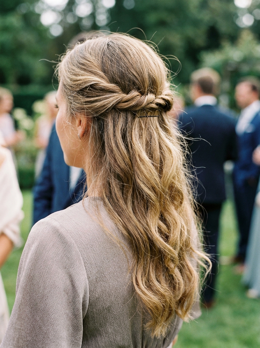Half-Up Twist Frisur als Frisuren für lange Haare als Hochzeitsgast Inspiration 2026